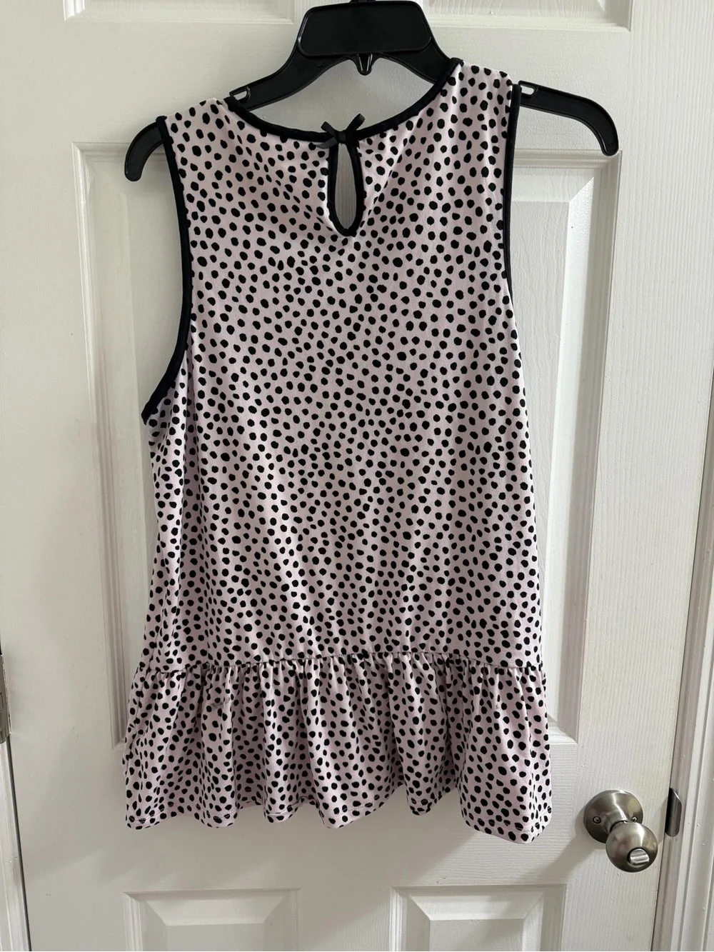 Kate Spade Sleeveless Pajama Peplum Pink Polka Dot Ruffle Hem Top Shirt Small S